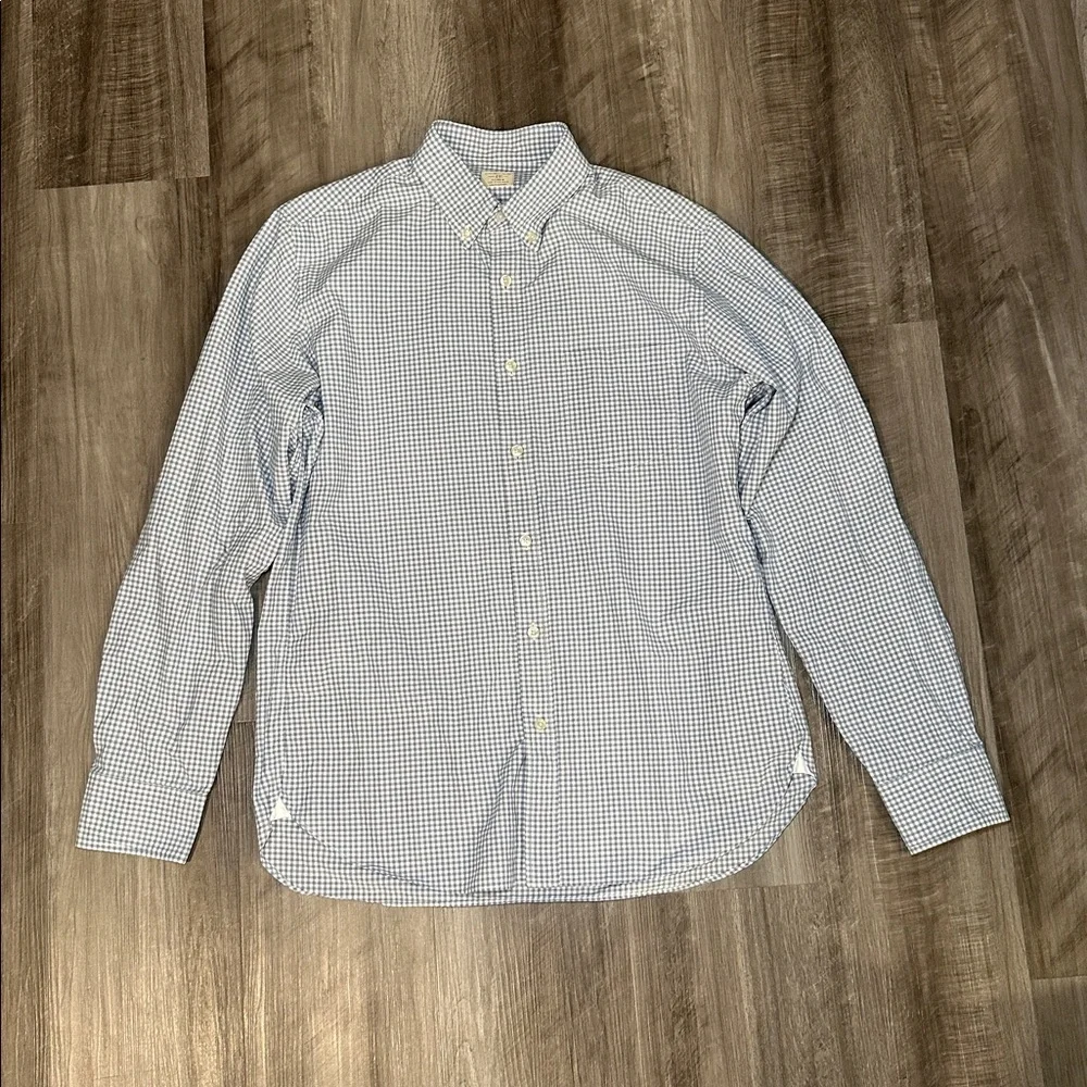 J. Crew 2-Ply Cotton Gingham Plaid Long Sleeve Button Down - Medium
